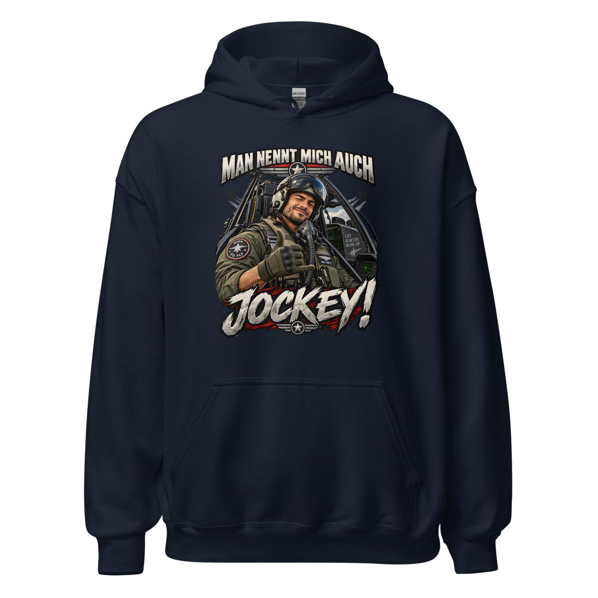 Man nennt mich auch Jockey! – Hoodie – großer Frontdruck