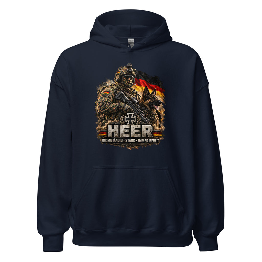 Deutscher Soldat mit Kampfhund – Hoodie – großer Frontdruck