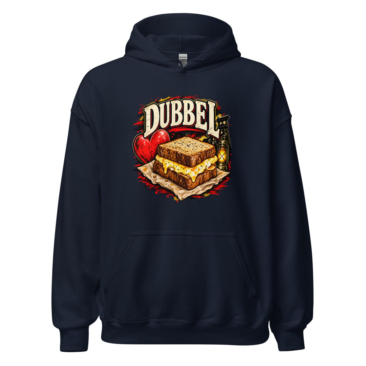 Dubbel Käse-Sandwich – Hoodie – großer Frontdruck