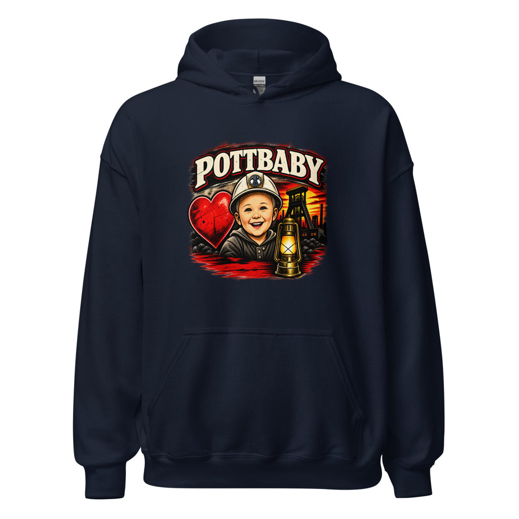 Pottbaby mit Bergbau-Motiv – Hoodie – großer Frontdruck