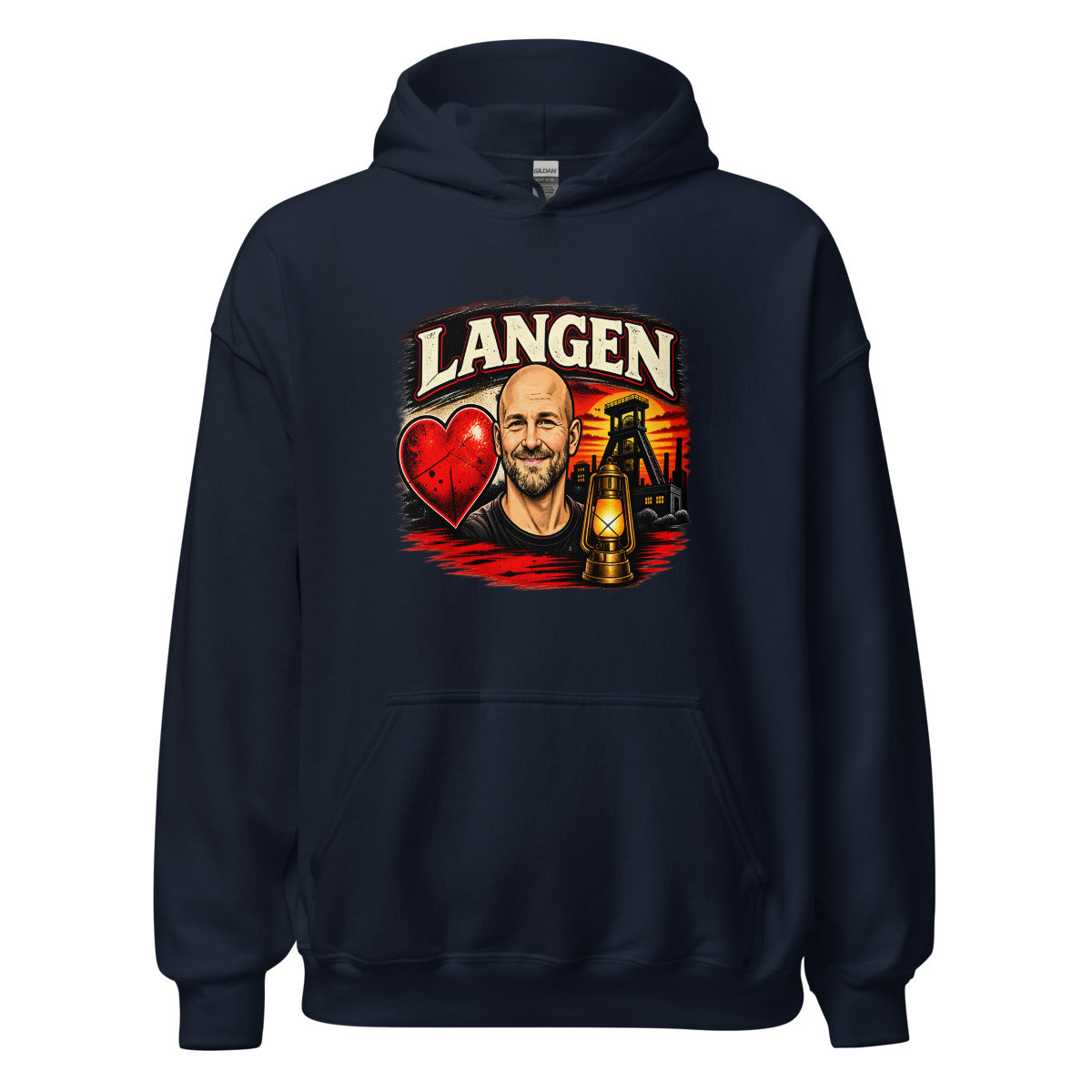 Langen Bergbau-Portrait – Hoodie – großer Frontdruck