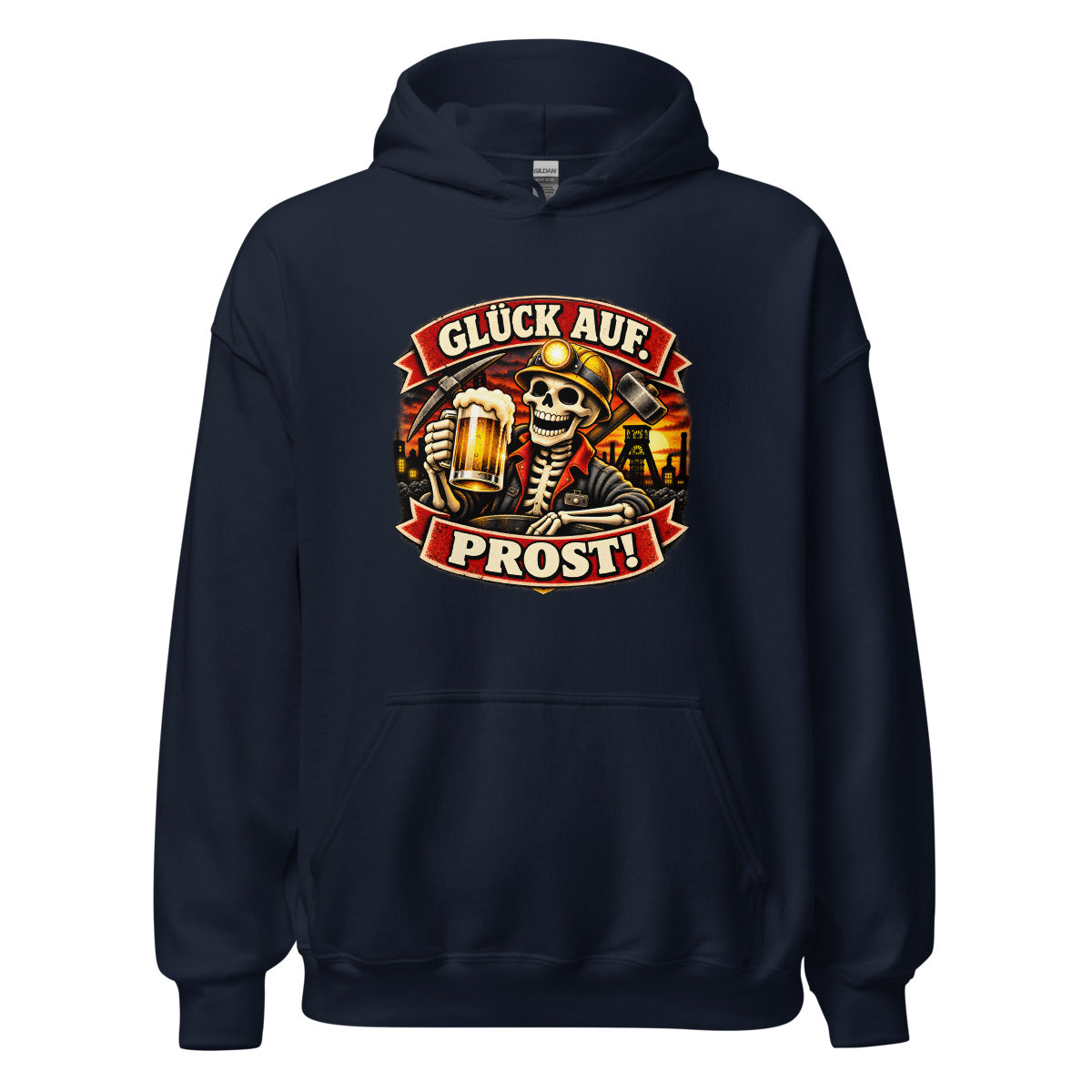 Glück Auf. Prost! – Hoodie – großer Frontdruck