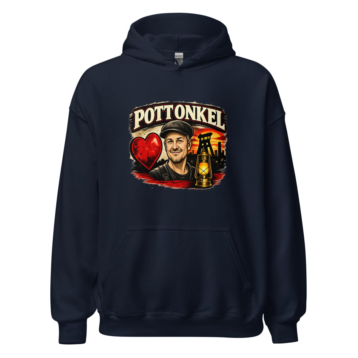 Pottonkel mit Bergmannsmotiv – Hoodie – großer Frontdruck