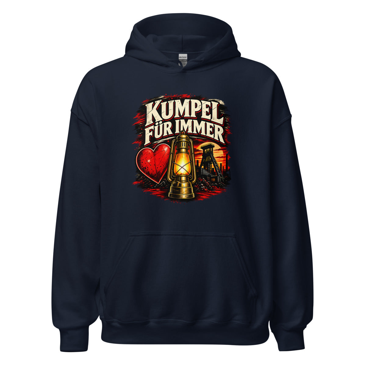 Kumpel für immer mit Bergbau-Motiv – Hoodie – großer Frontdruck