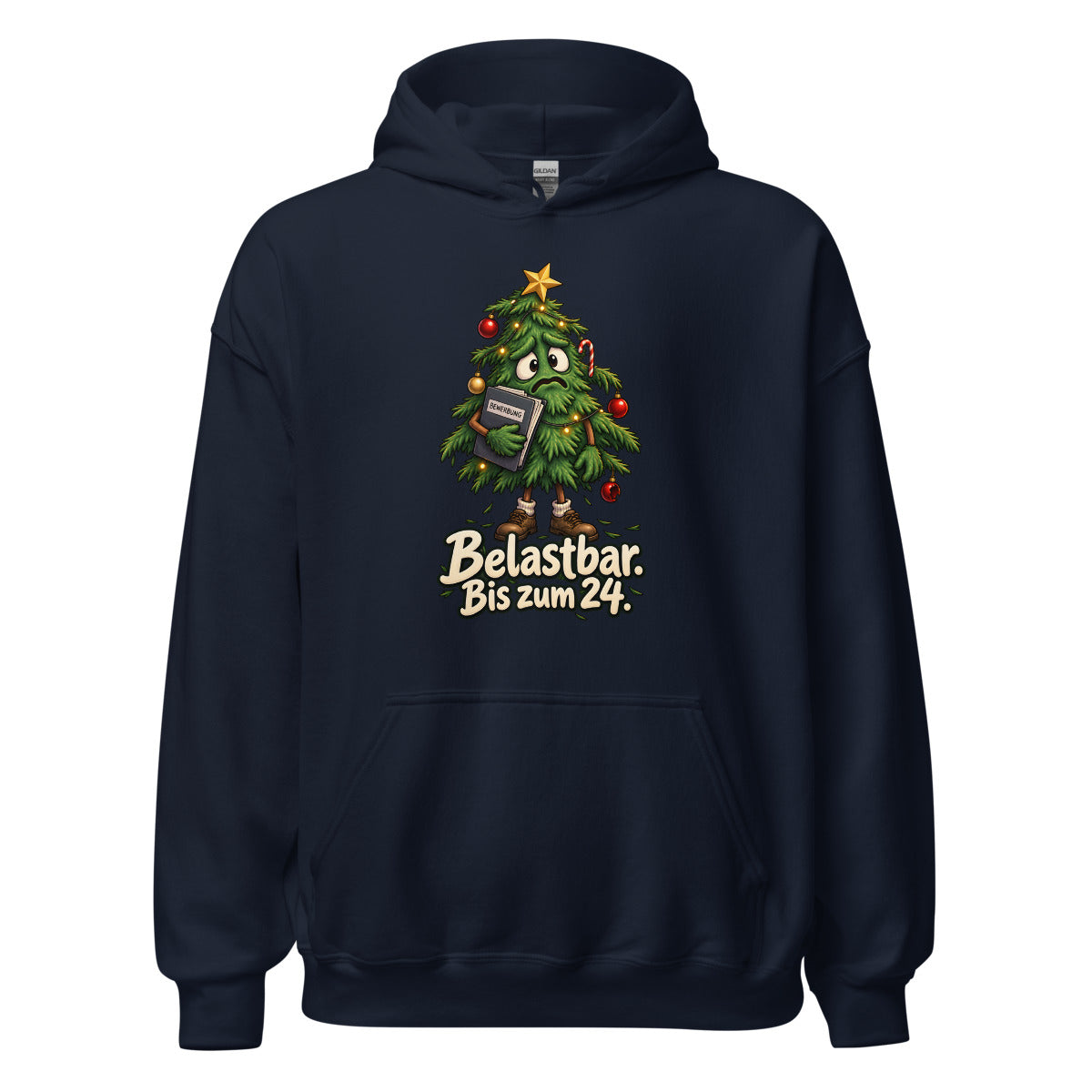 Weihnachtsbaum auf Jobsuche – Hoodie – großer Frontdruck
