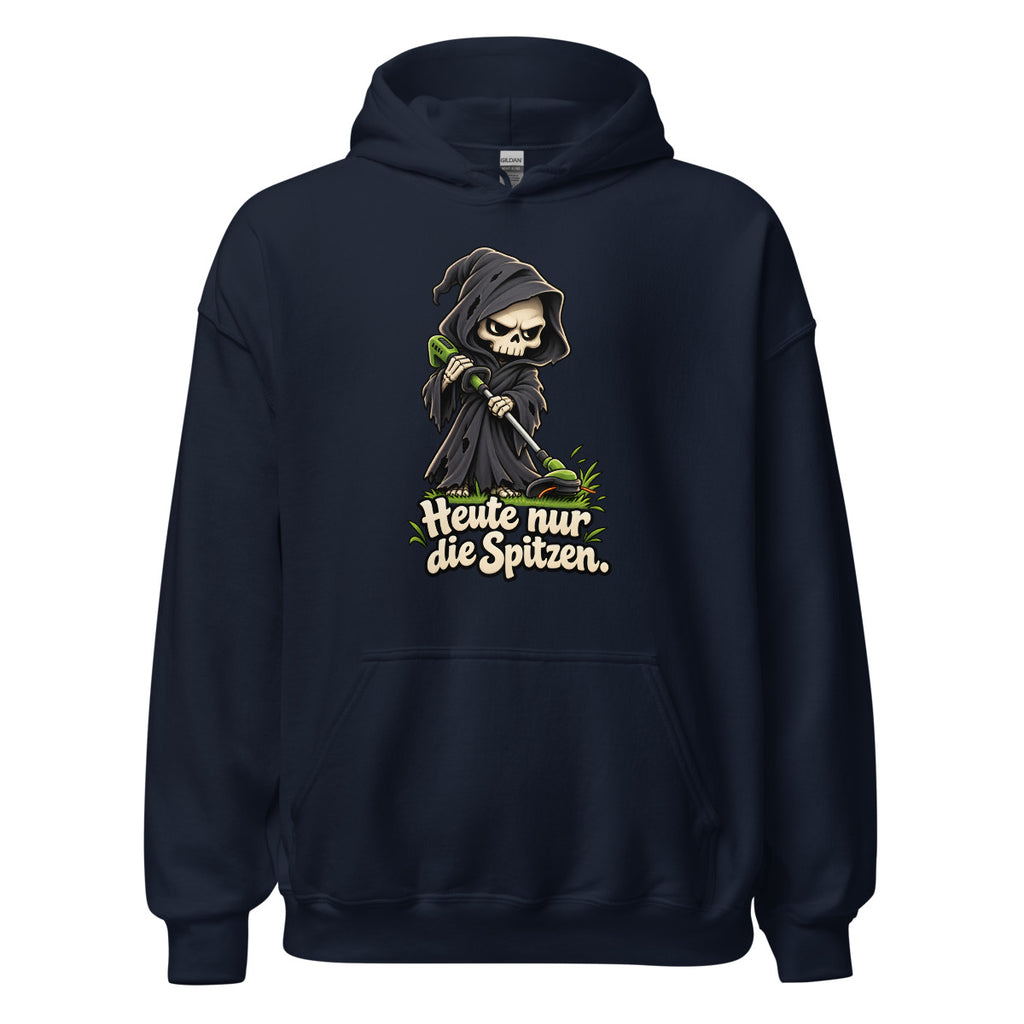 Sensenmann bei der Rasenpflege – Hoodie – großer Frontdruck