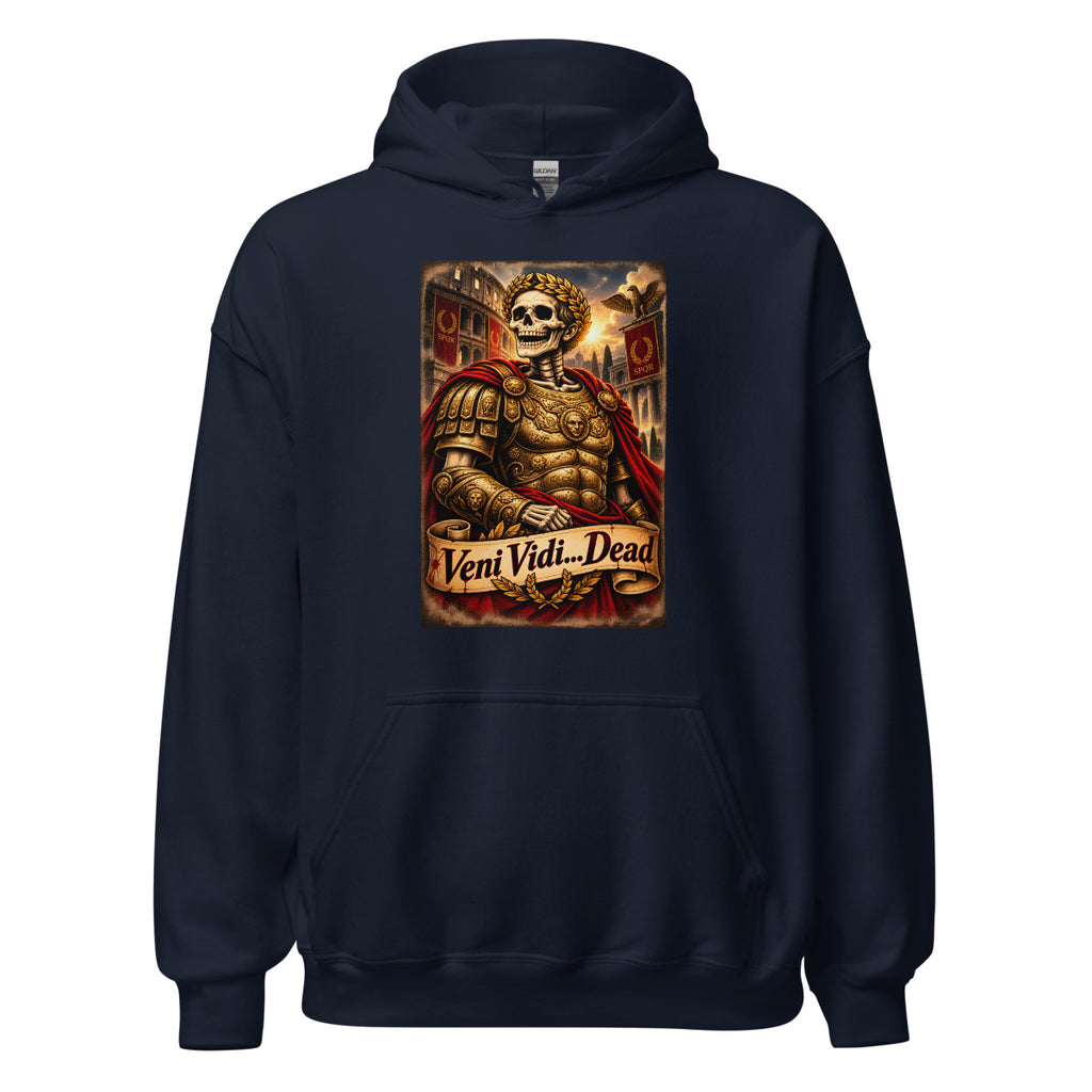 Römischer Skelett-Kaiser mit Lorbeerkranz – Hoodie – großer Frontdruck
