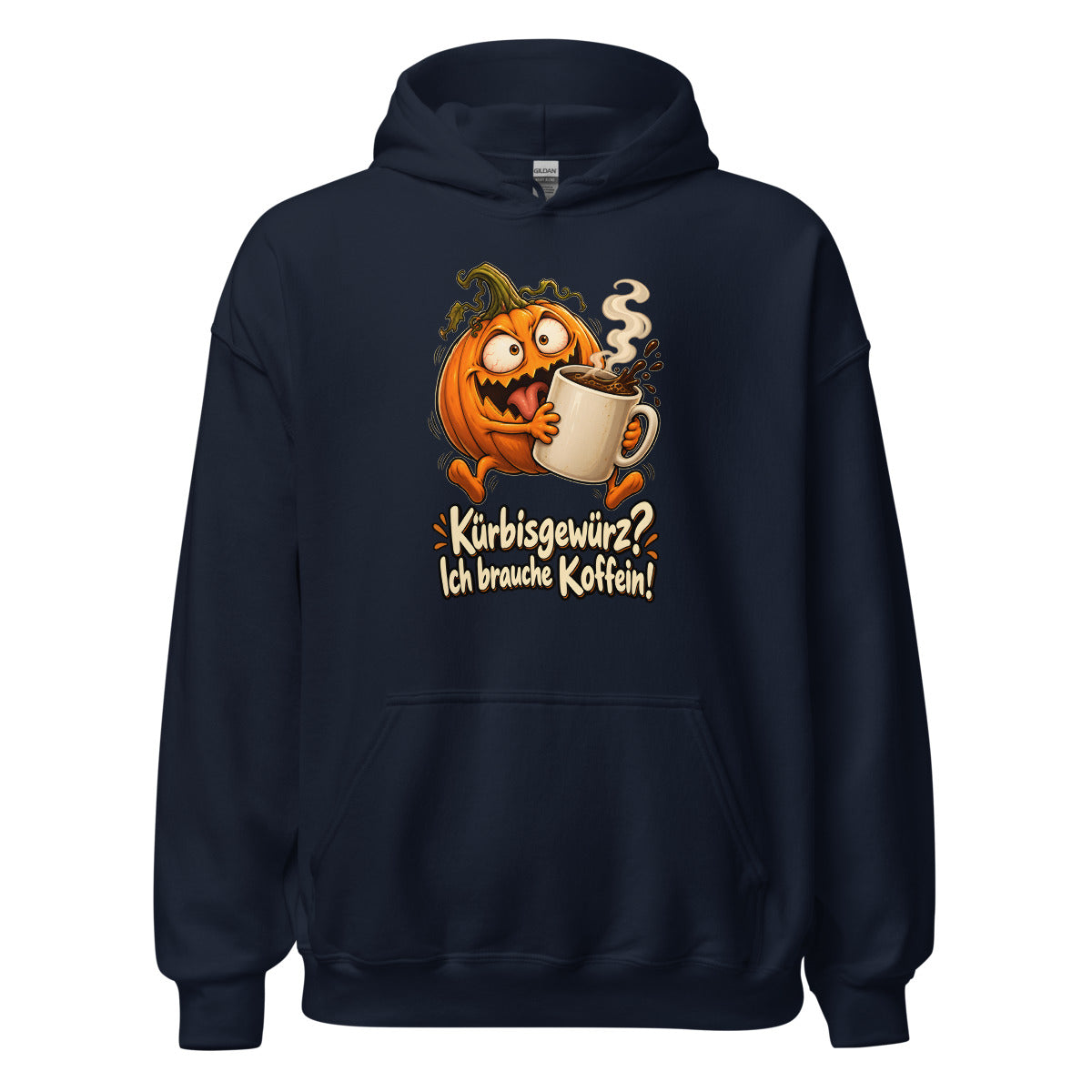 Kürbis mit Koffeinproblem – Hoodie – großer Frontdruck