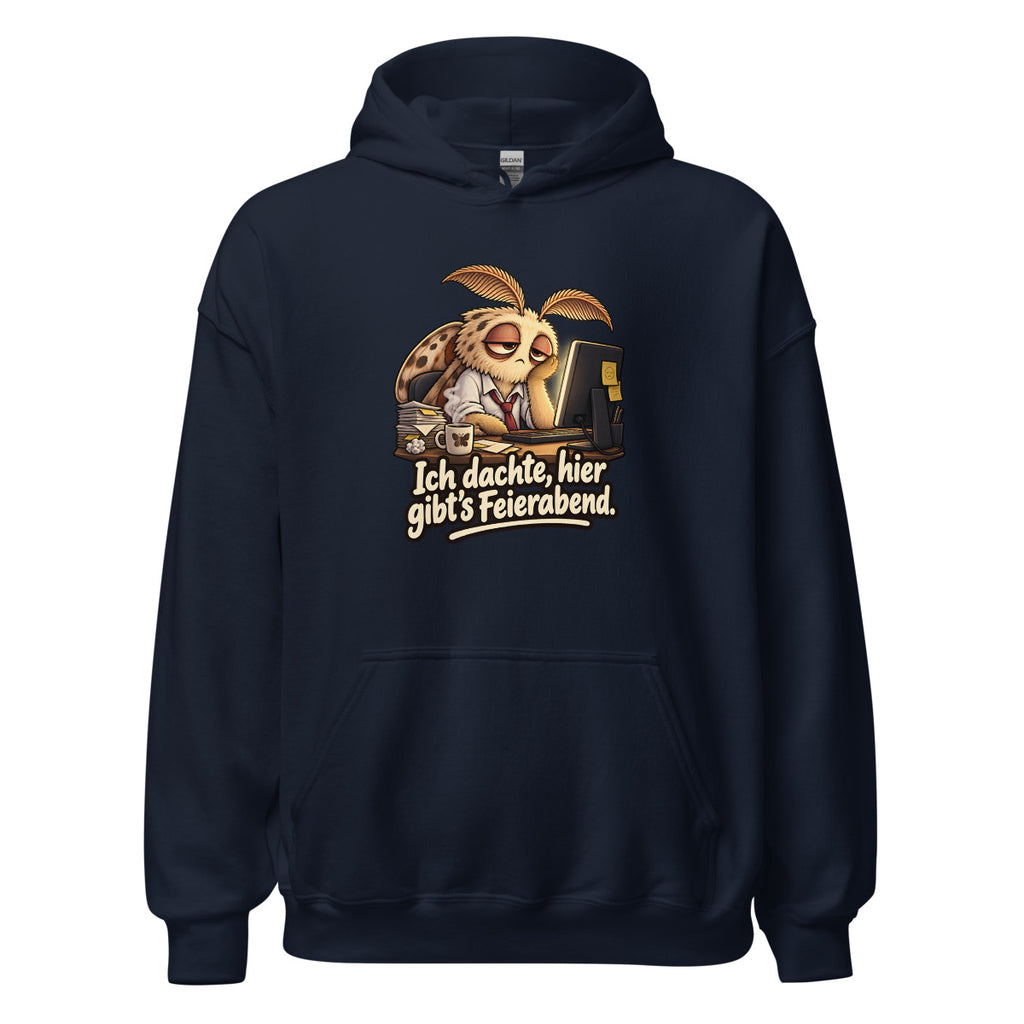 Überstunden-Motte – Hoodie – großer Frontdruck