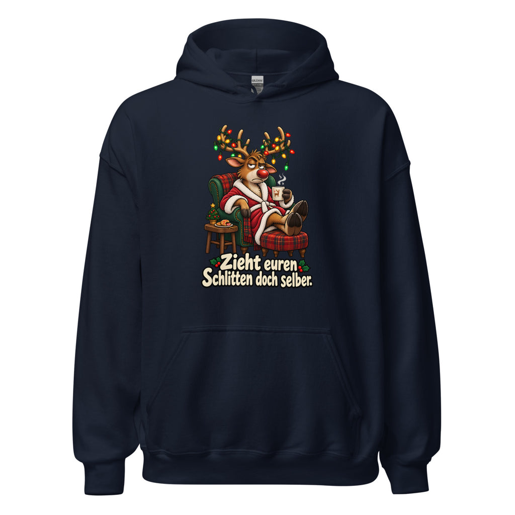 Rentier im Feierabendmodus – Hoodie – großer Frontdruck