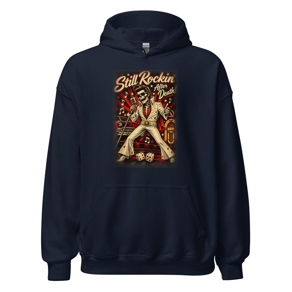 Rockabilly Skelett Elvis – Hoodie – großer Frontdruck
