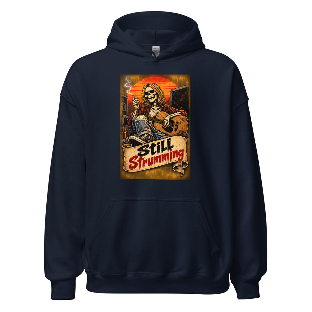 Still Strumming – Skelett-Gitarrist – Hoodie – großer Frontdruck