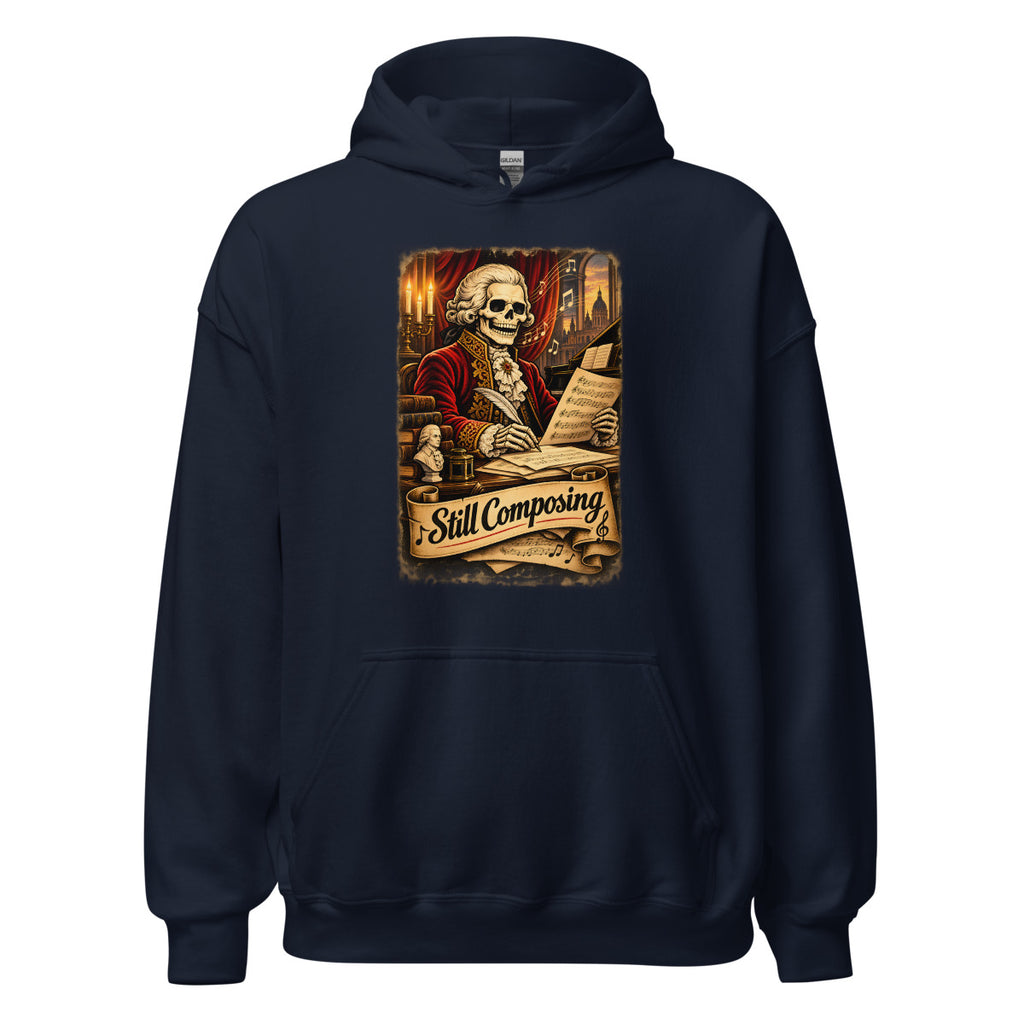 Skelett-Komponist "Still Composing" – Hoodie – großer Frontdruck