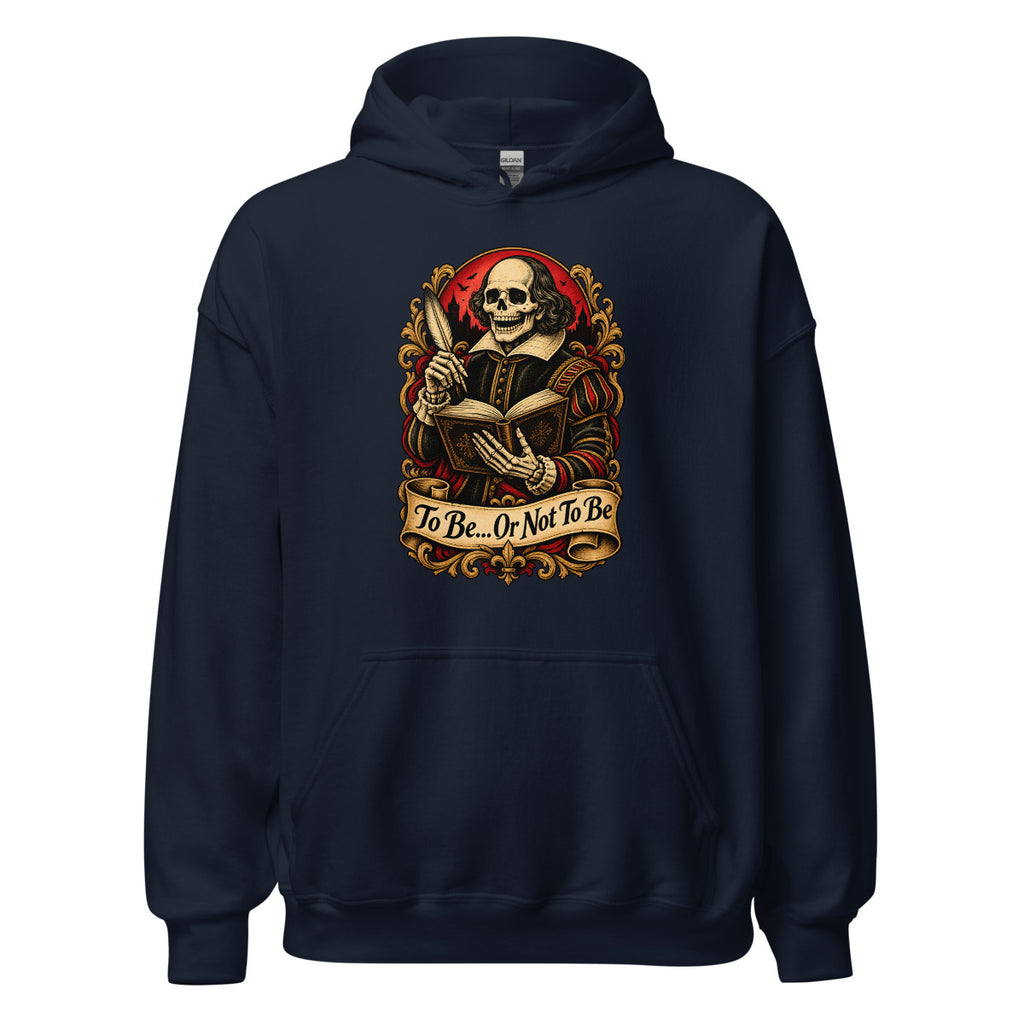 Skelett Shakespeare mit Feder und Buch – Hoodie – großer Frontdruck