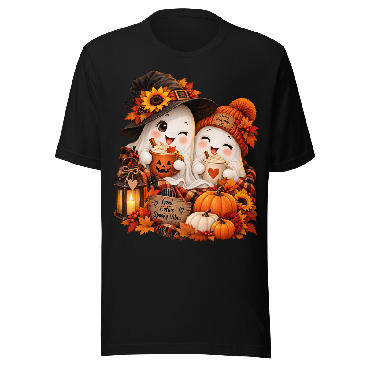 Zwei Geister mit Tassen. – Unisex Staple T-Shirt | Bella + Canvas 3001