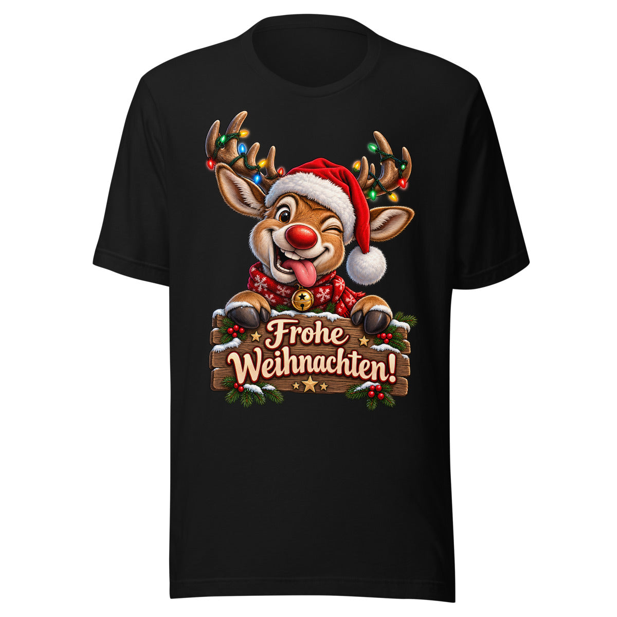 Rentier mit Schriftzug. – Unisex Staple T-Shirt | Bella + Canvas 3001