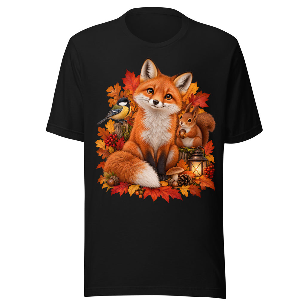 Fuchs mit Vogel und Eichhoernchen. – Unisex Staple T-Shirt | Bella + Canvas 3001