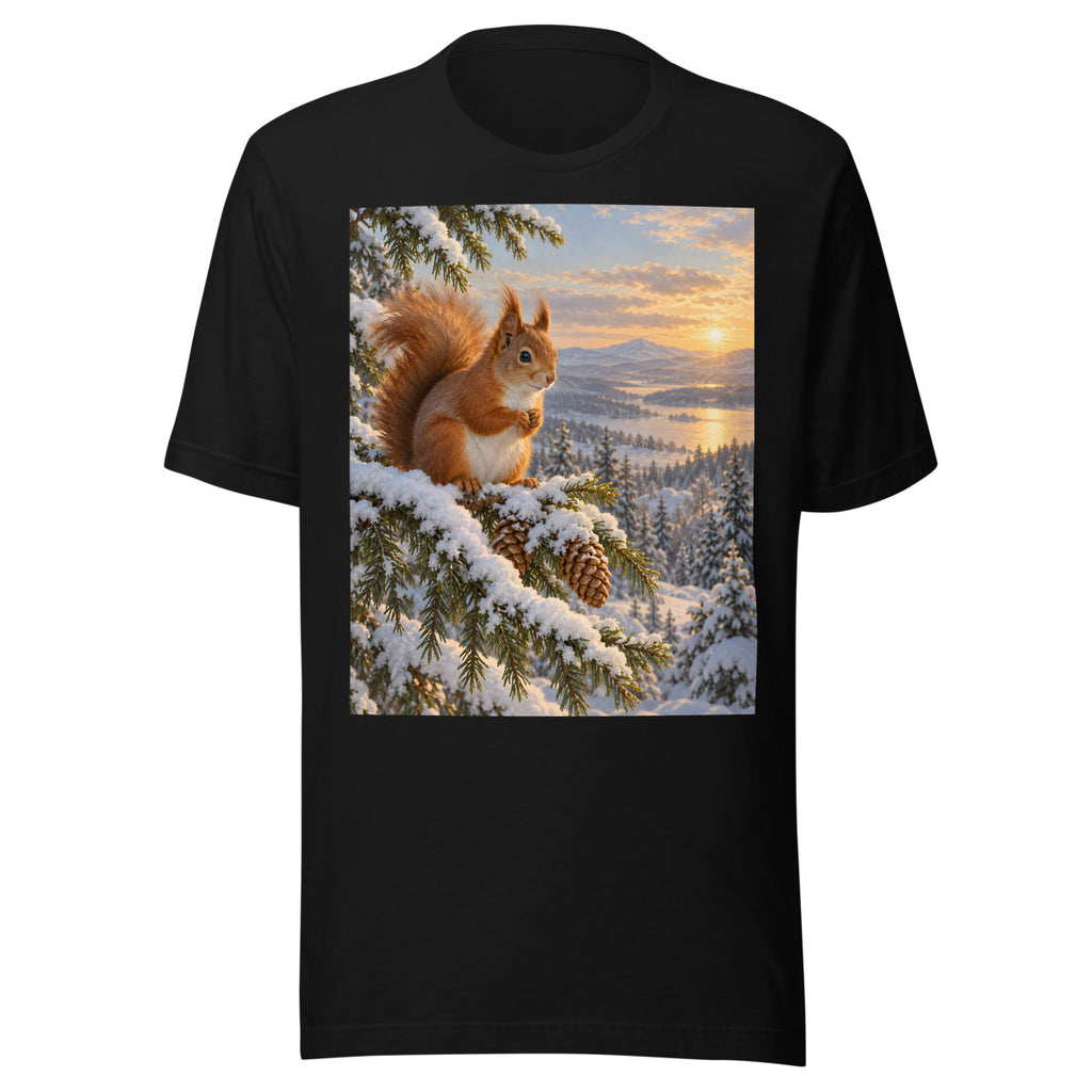Eichhörnchen im Winterwald – T-Shirt – großer Frontdruck