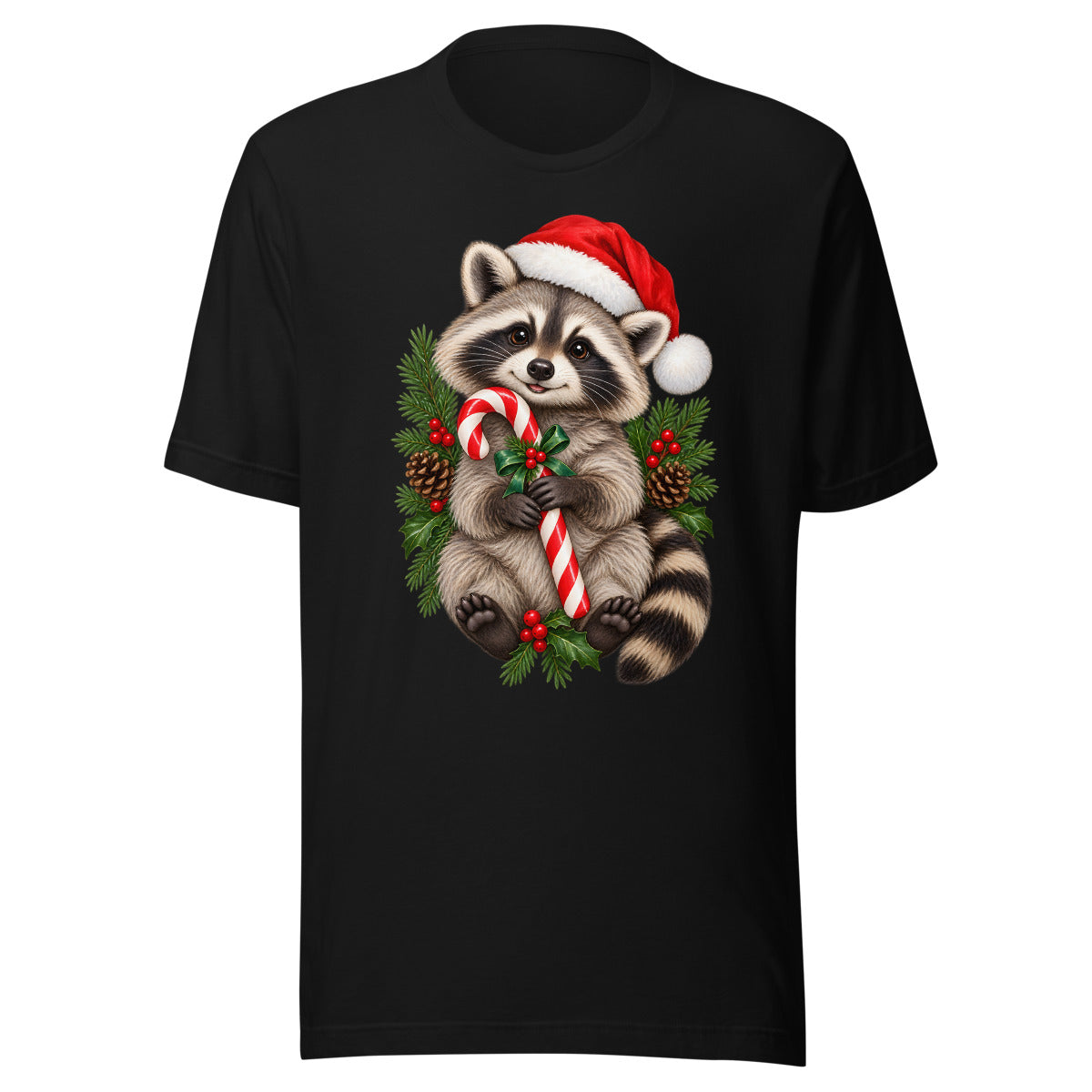 Festlicher Waschbär – T-Shirt – großer Frontdruck