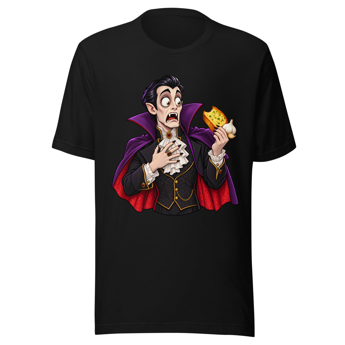 Knoblauchbrot-Fehlentscheidung – T-Shirt – großer Frontdruck