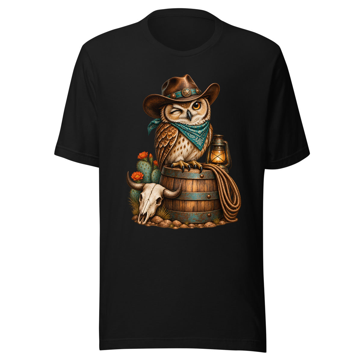 Saloon-Eule – T-Shirt – großer Frontdruck