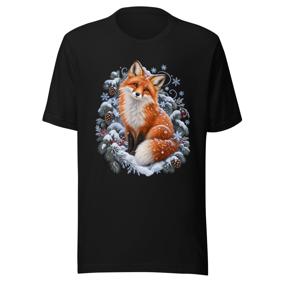 Fuchs im Schneegestöber – T-Shirt – großer Frontdruck