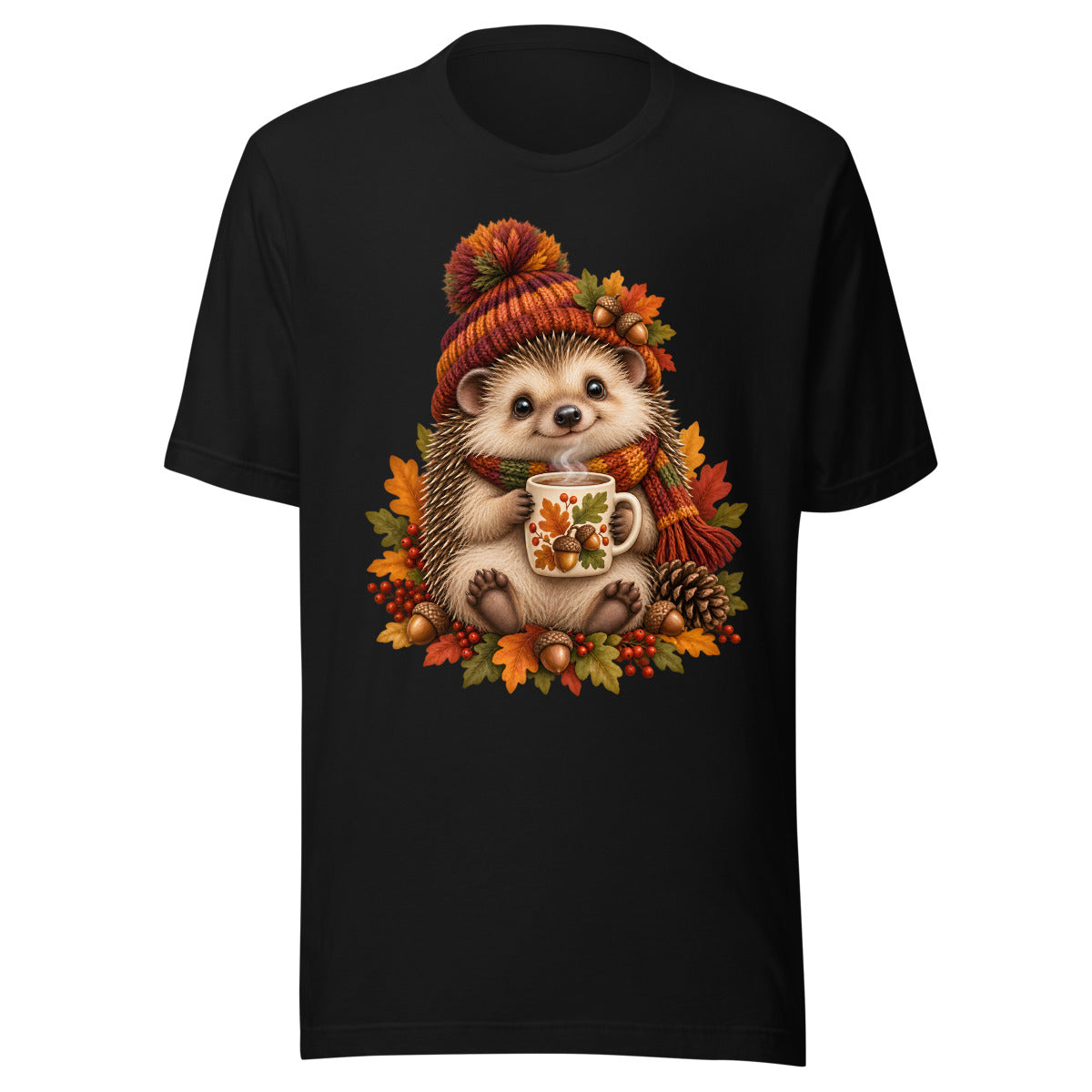 Igel mit Kaffeepause – T-Shirt – großer Frontdruck
