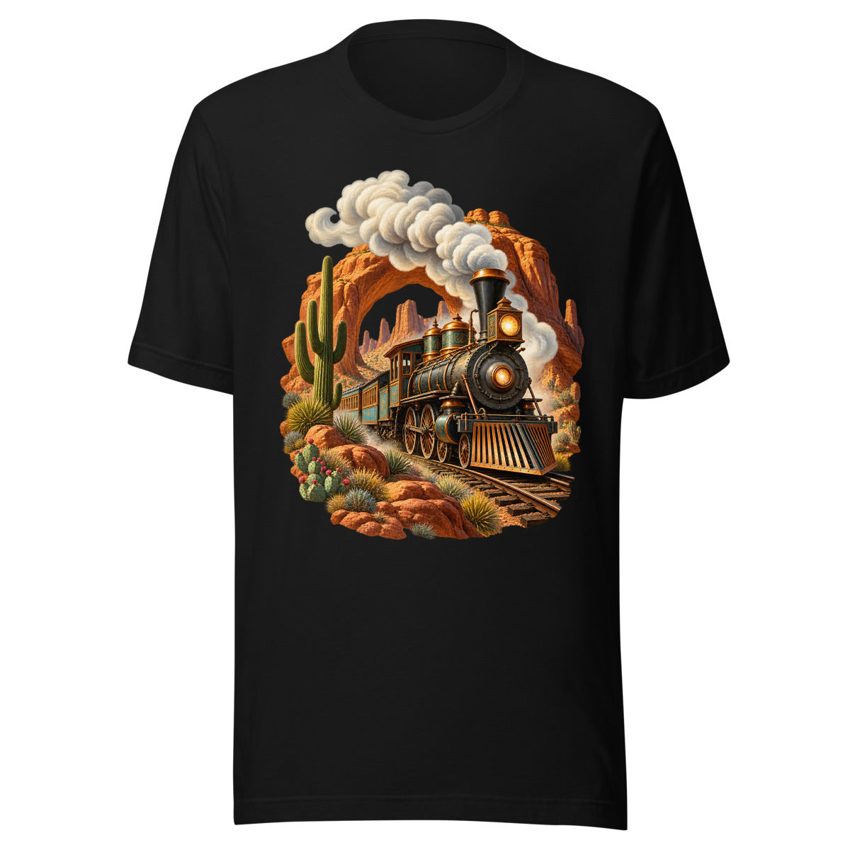 Lokomotive nach Westen – T-Shirt – großer Frontdruck