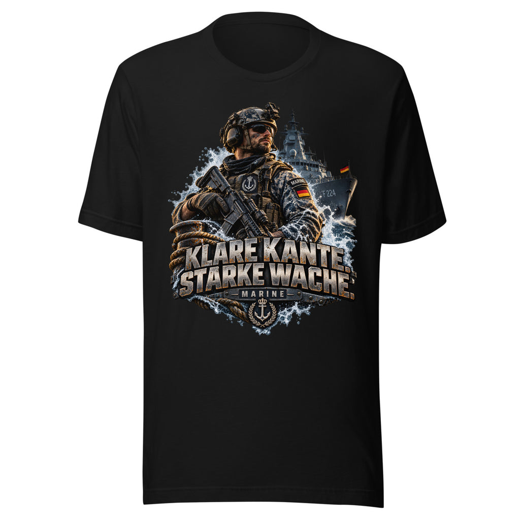 Marine Soldat mit Kriegsschiff – T-Shirt – großer Frontdruck