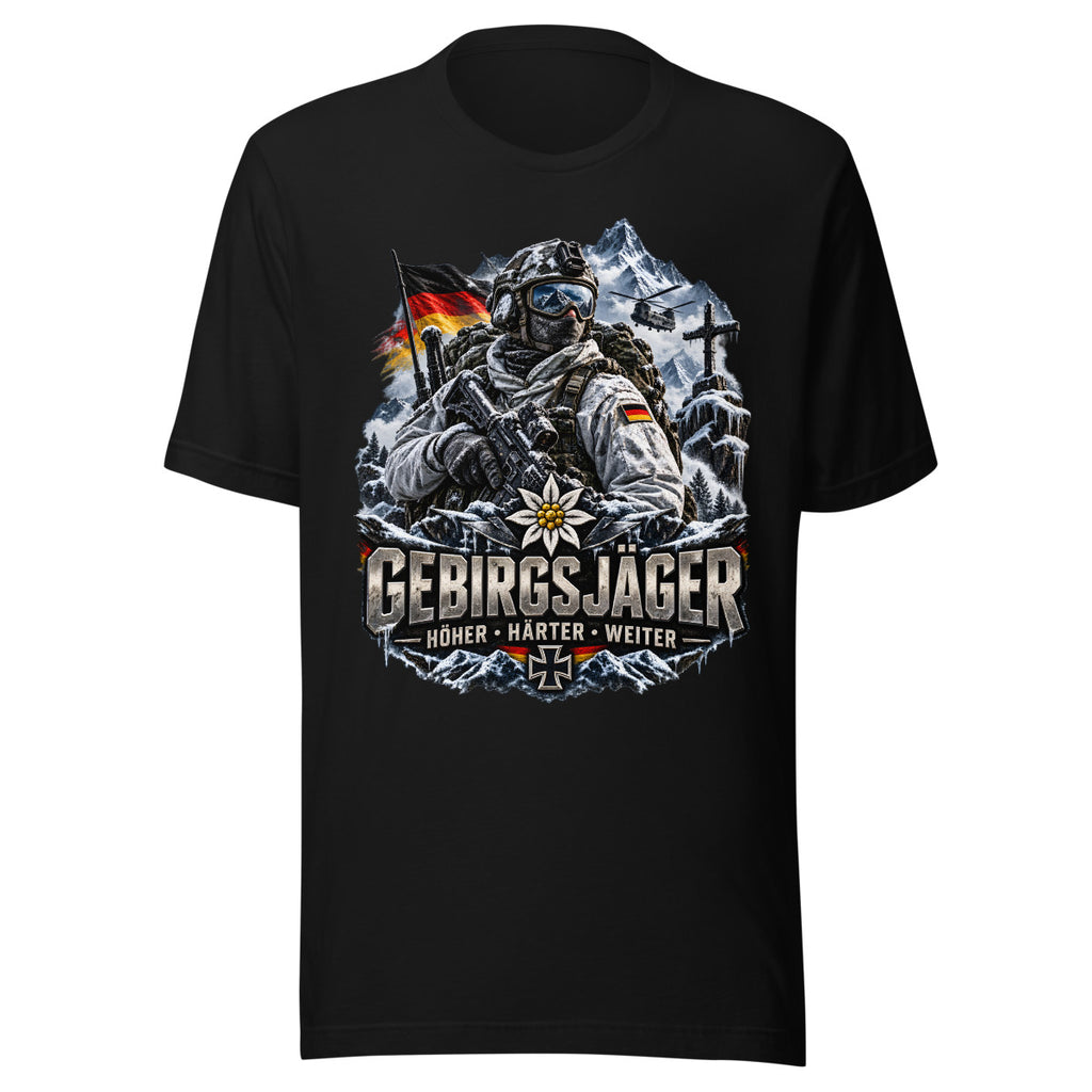 Gebirgsjäger Soldat im Schnee – T-Shirt – großer Frontdruck