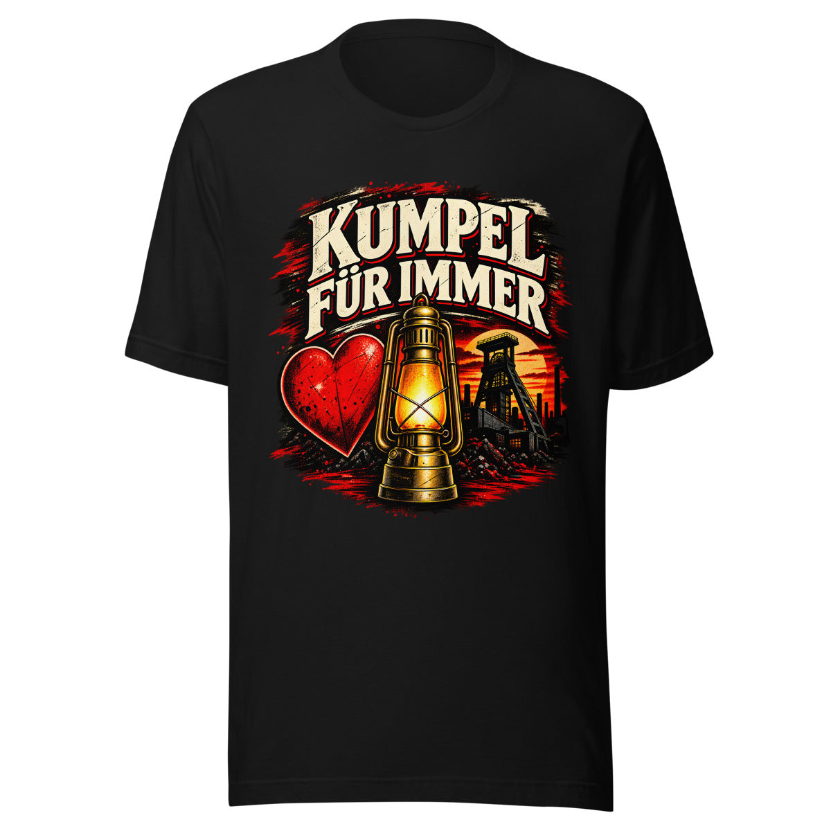 Kumpel für immer mit Bergbau-Motiv – T-Shirt – großer Frontdruck