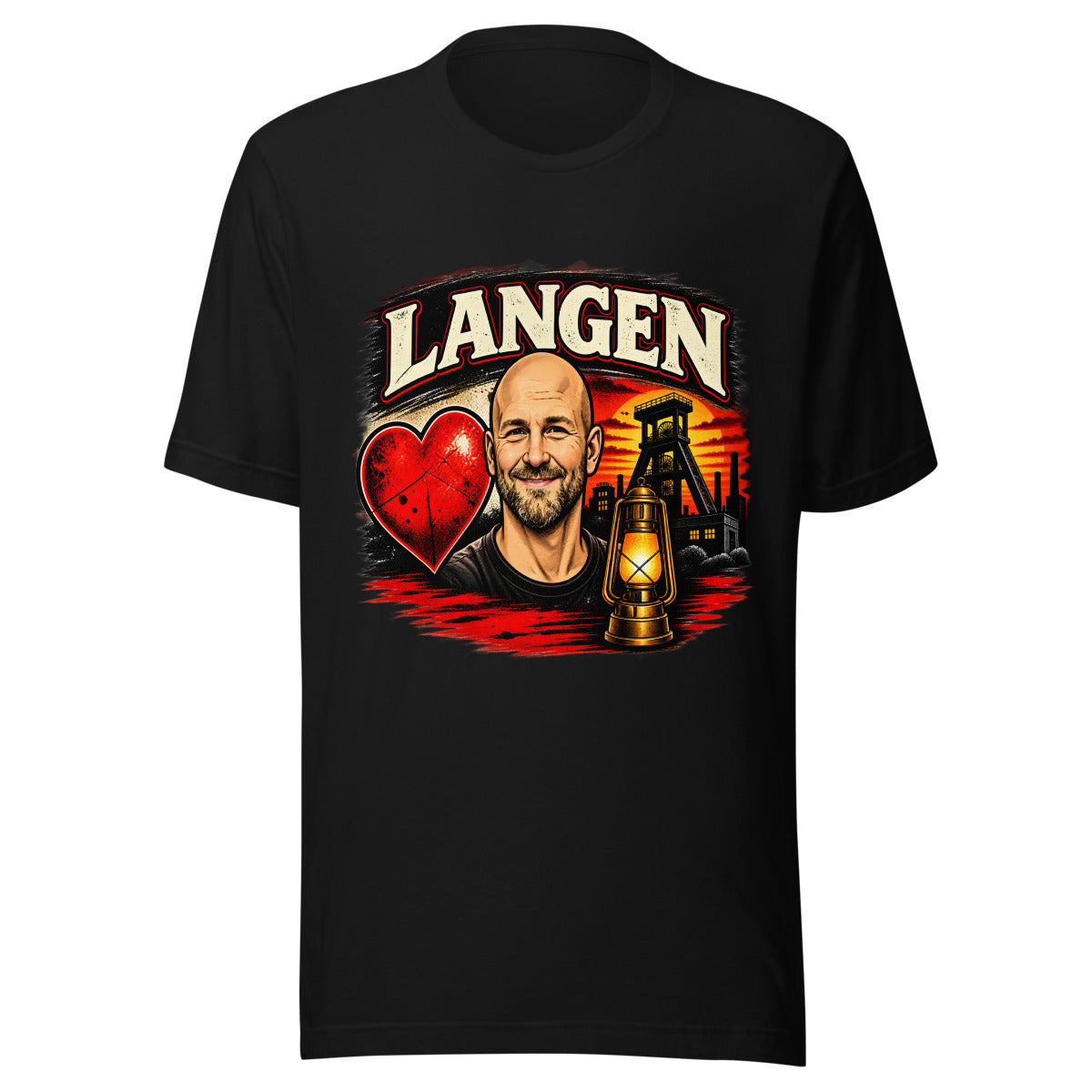 Langen Bergbau-Portrait – T-Shirt – großer Frontdruck