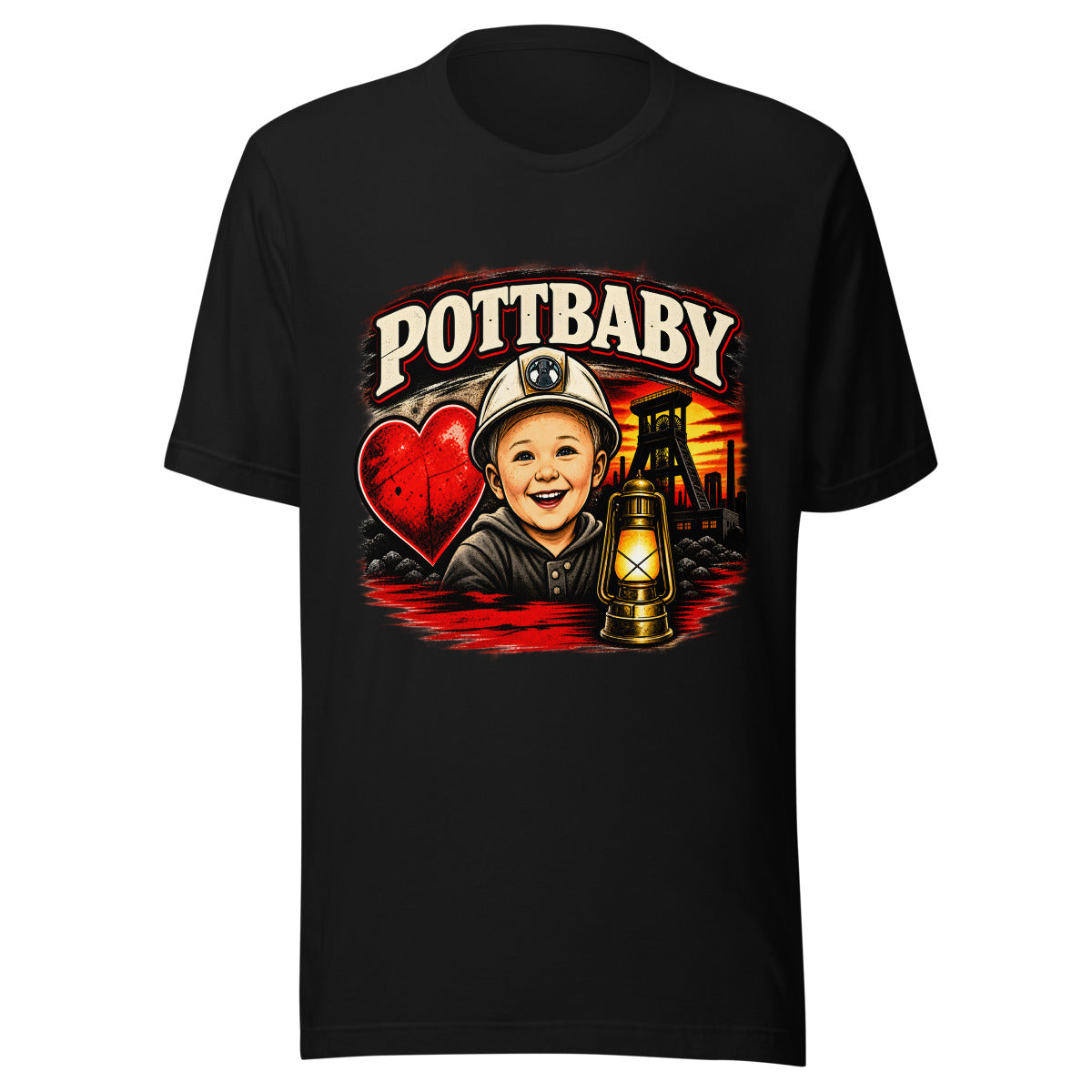 Pottbaby mit Bergbau-Motiv – T-Shirt – großer Frontdruck