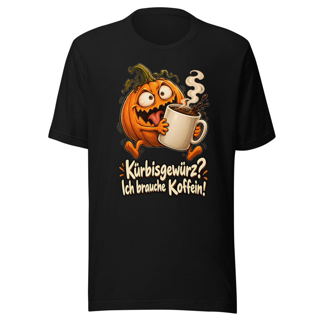 Kürbis mit Koffeinproblem – T-Shirt – großer Frontdruck