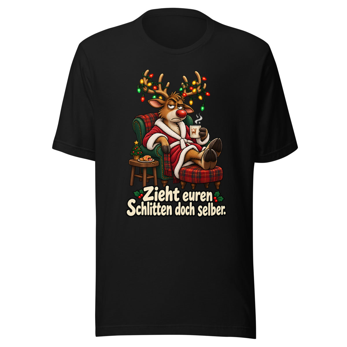 Rentier im Feierabendmodus – T-Shirt – großer Frontdruck