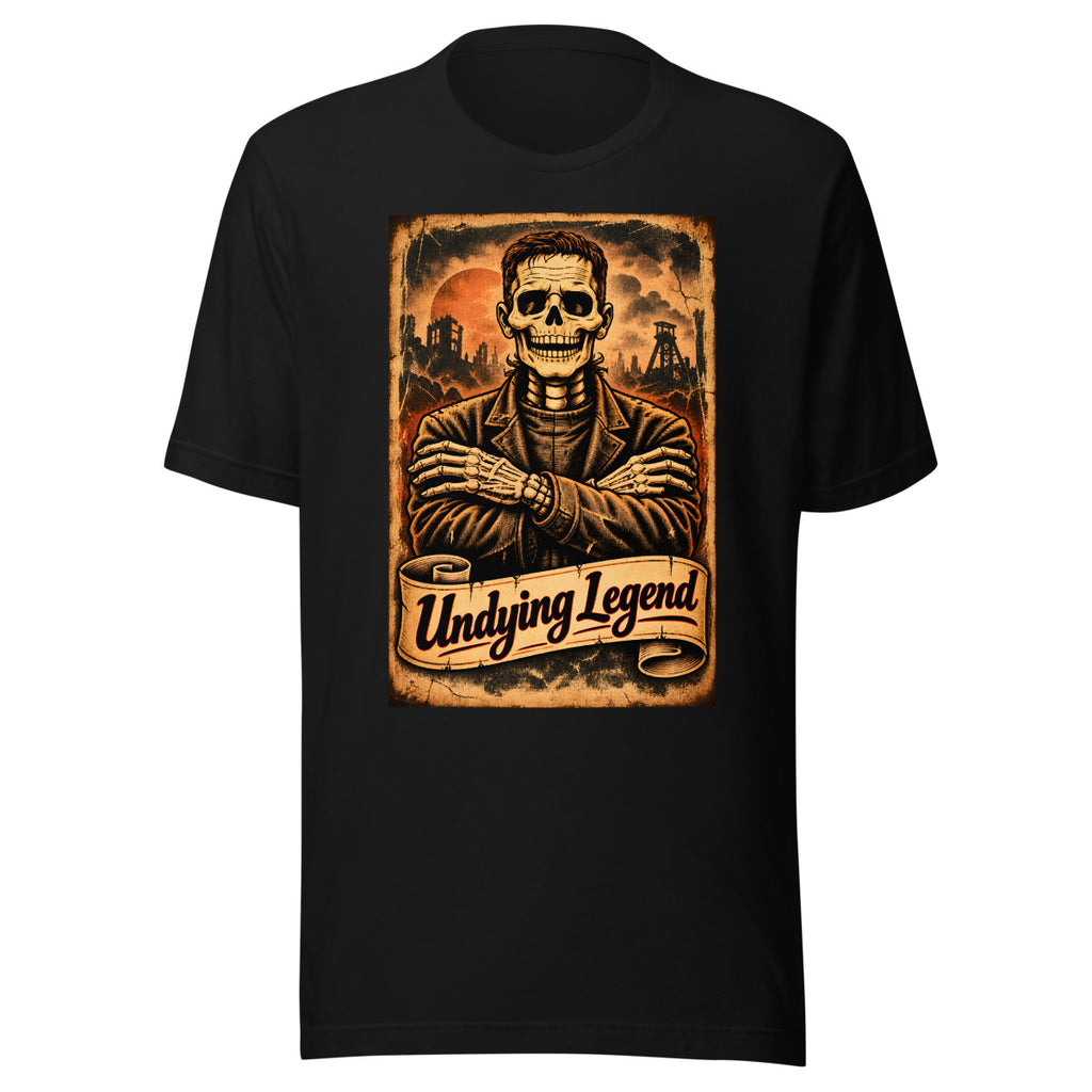Undying Legend – Skelett mit verschränkten Armen – T-Shirt – großer Frontdruck