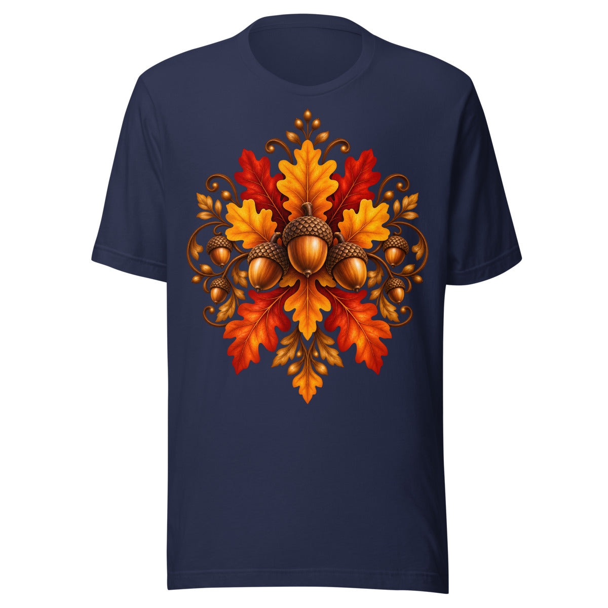 Symmetrisches Eichel-/Blattornament. – Unisex Staple T-Shirt | Bella + Canvas 3001