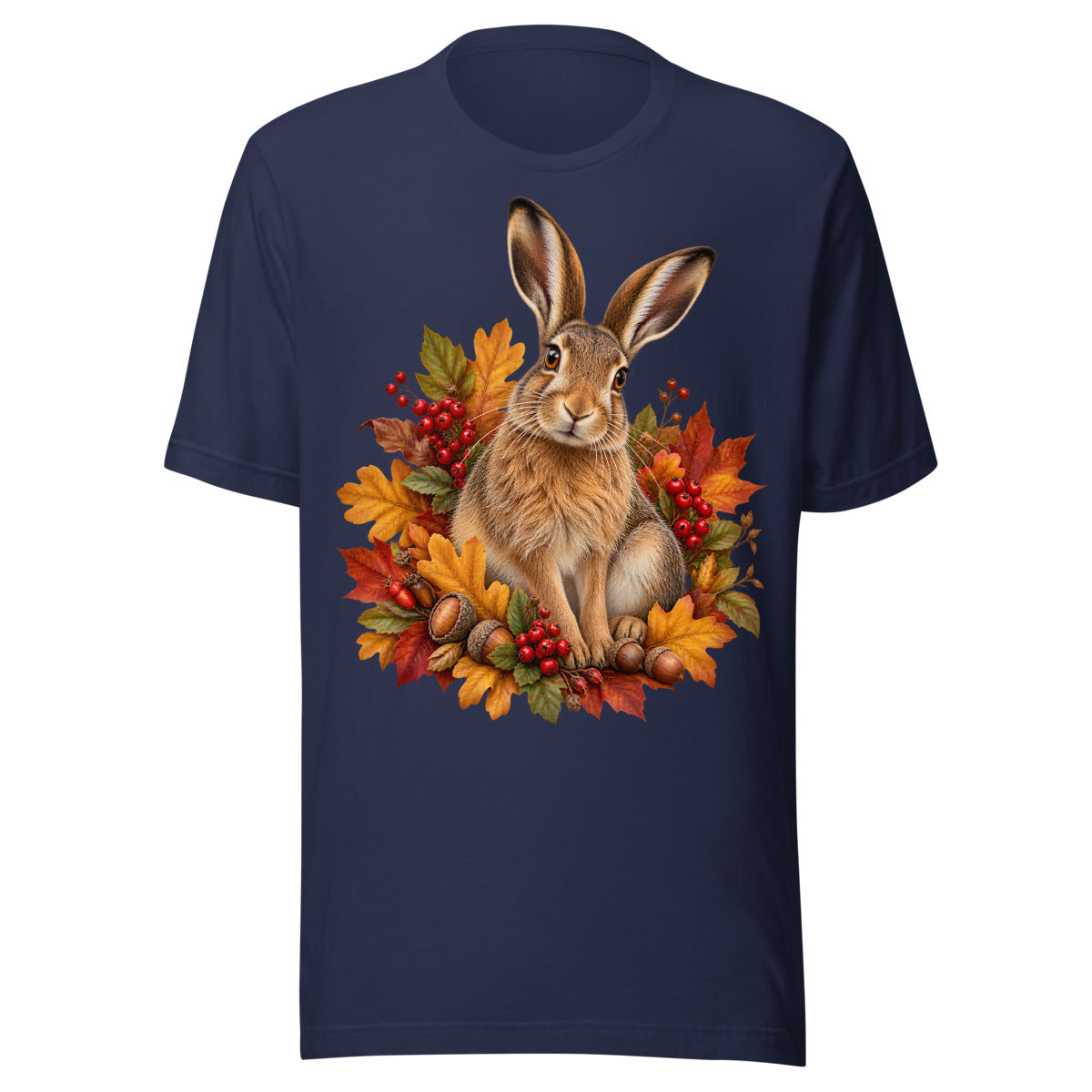 Feldhase mit Herbstlaub. – Unisex Staple T-Shirt | Bella + Canvas 3001