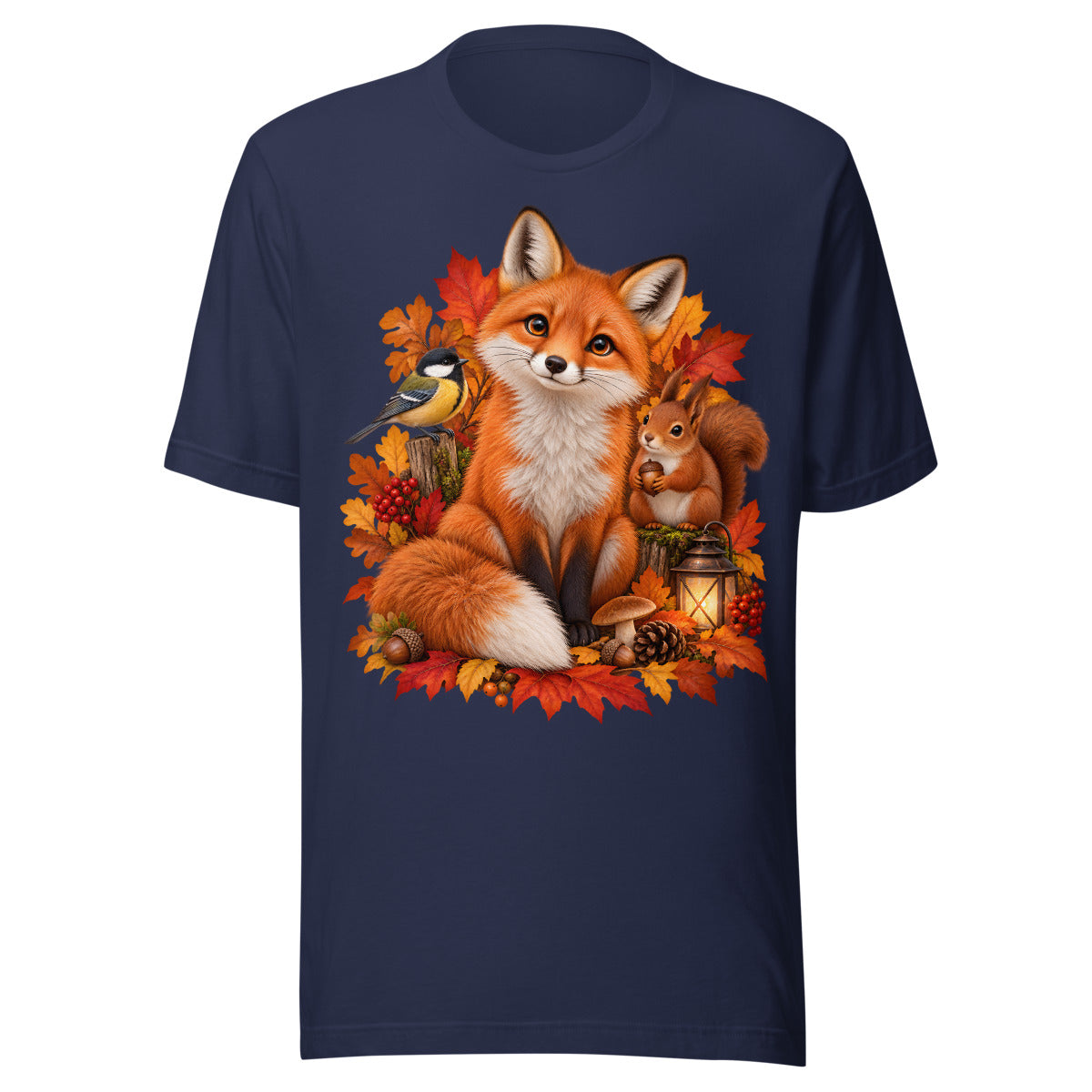 Fuchs mit Vogel und Eichhoernchen. – Unisex Staple T-Shirt | Bella + Canvas 3001