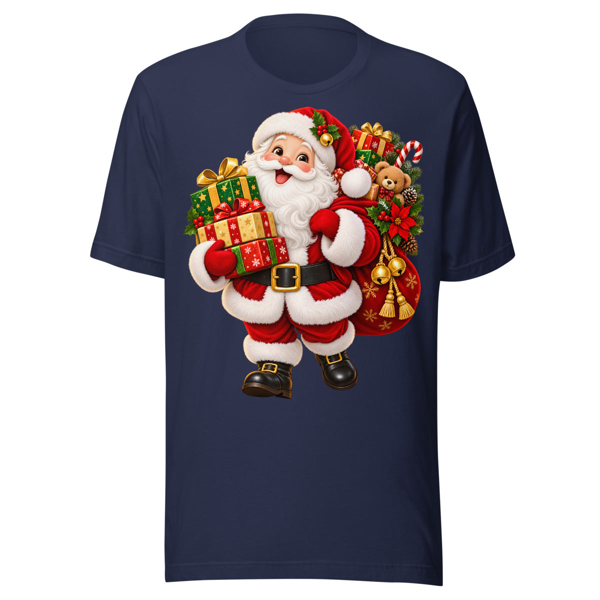 Weihnachtsmann mit Geschenken. – Unisex Staple T-Shirt | Bella + Canvas 3001