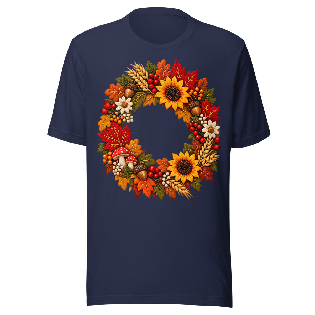 Herbstkranz im Stickerei-Look. – Unisex Staple T-Shirt | Bella + Canvas 3001