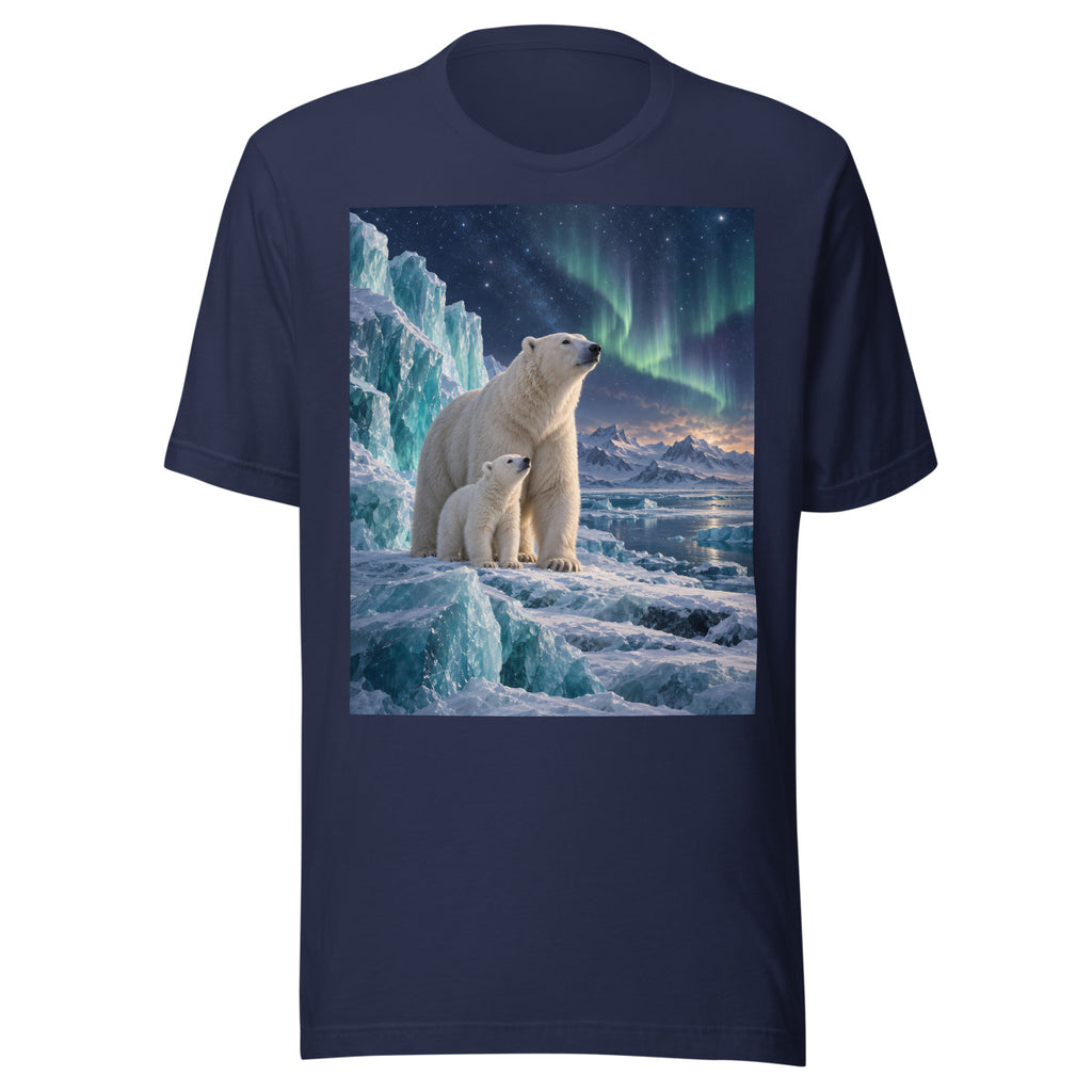 Eisbärfamilie unter Wintersternen – T-Shirt – großer Frontdruck