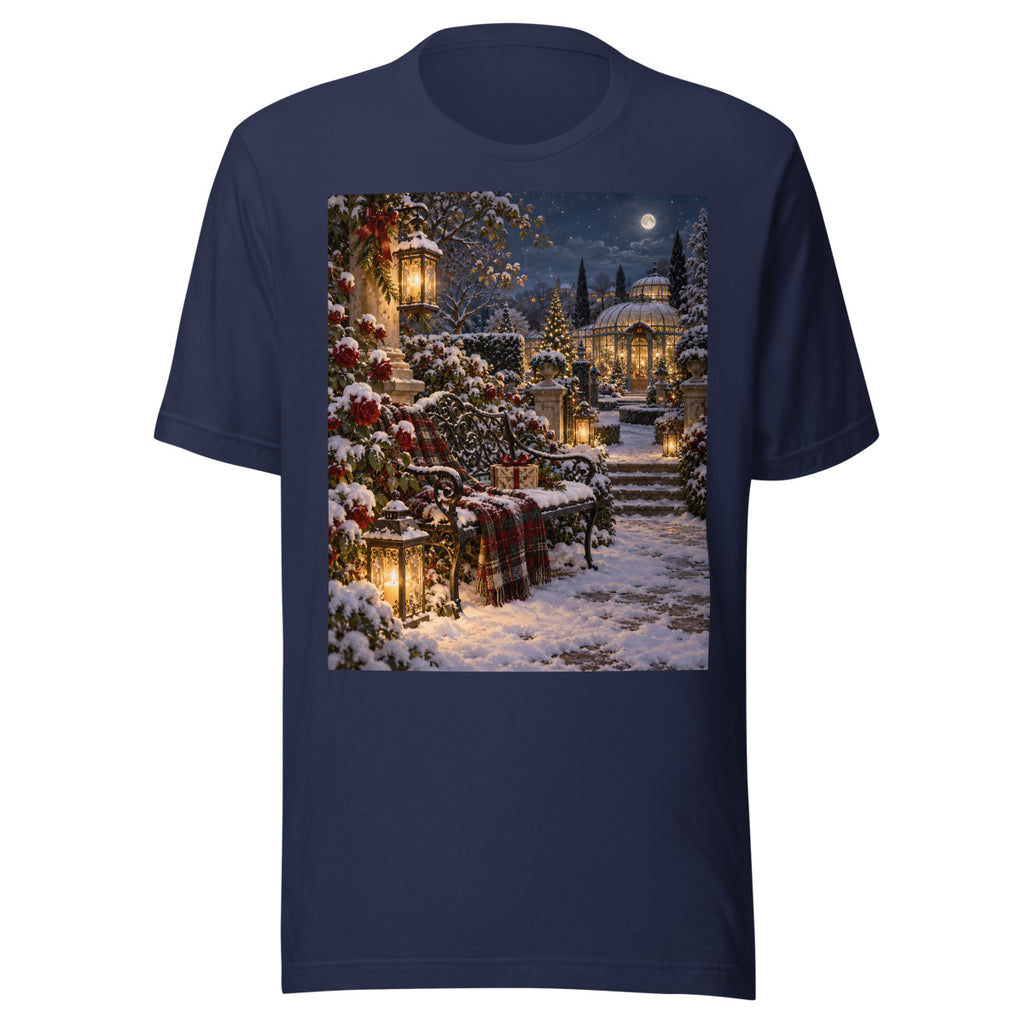 Laternengarten in der Winternacht – T-Shirt – großer Frontdruck