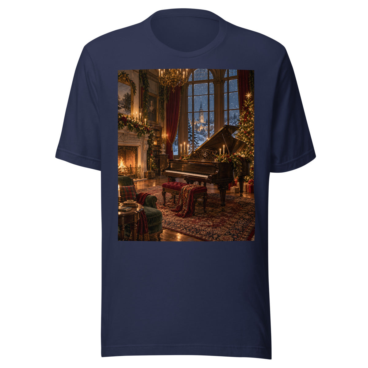 Weihnachtliches Musikzimmer – T-Shirt – großer Frontdruck