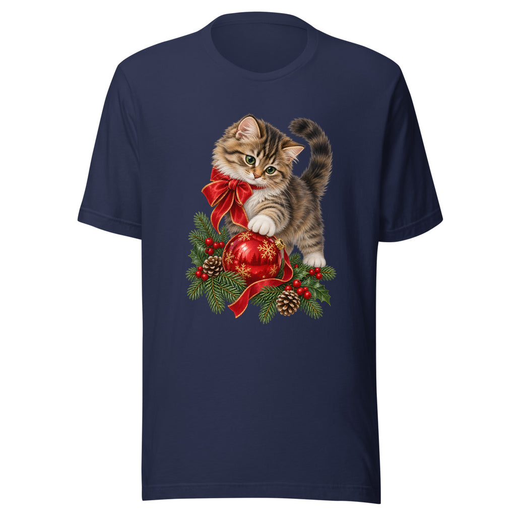 Weihnachtskatze – T-Shirt – großer Frontdruck
