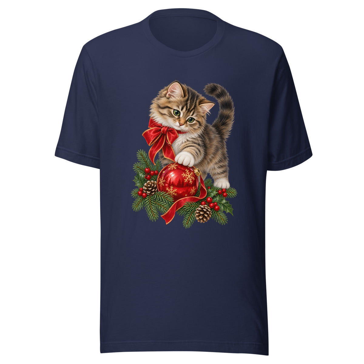 Weihnachtskatze – T-Shirt – großer Frontdruck