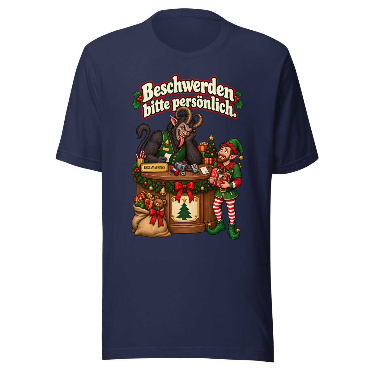 Beschwerden bitte persönlich. – T-Shirt – großer Frontdruck