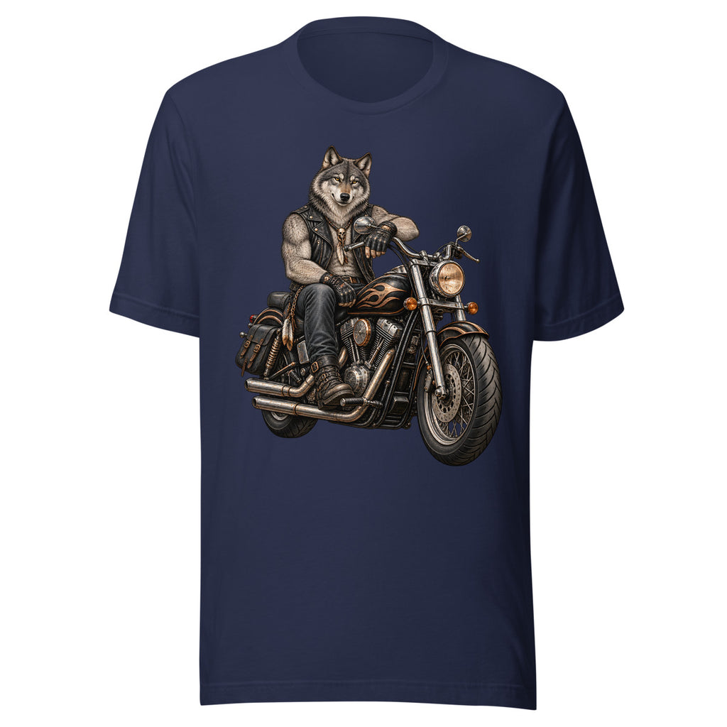 Wolf im Leder – T-Shirt – großer Frontdruck