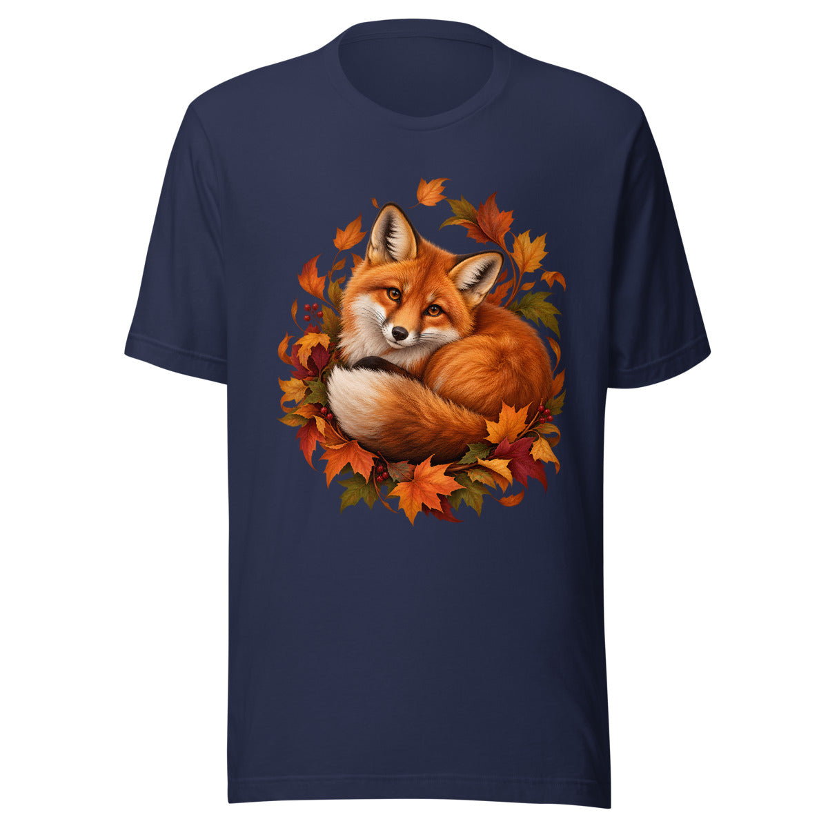 Fuchs im Blätterwirbel – T-Shirt – großer Frontdruck