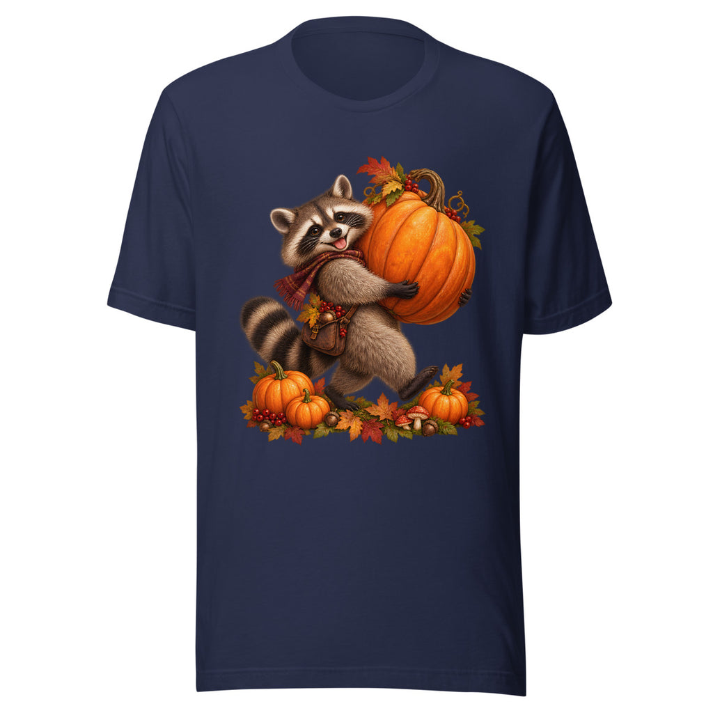 Kürbisernte mit Waschbär – T-Shirt – großer Frontdruck